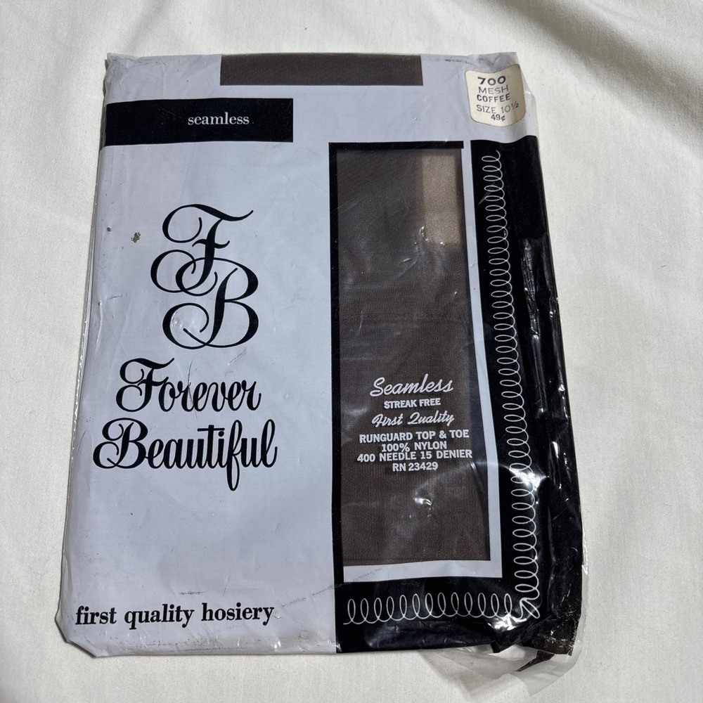 Vintage 1960s Coffee Stretch Nylon Pantyhose Forever Beautiful Size 10.5